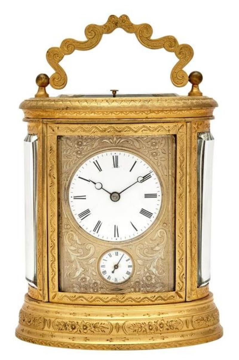 French Gilt-Bronze Dual-Dial Carriage Clock