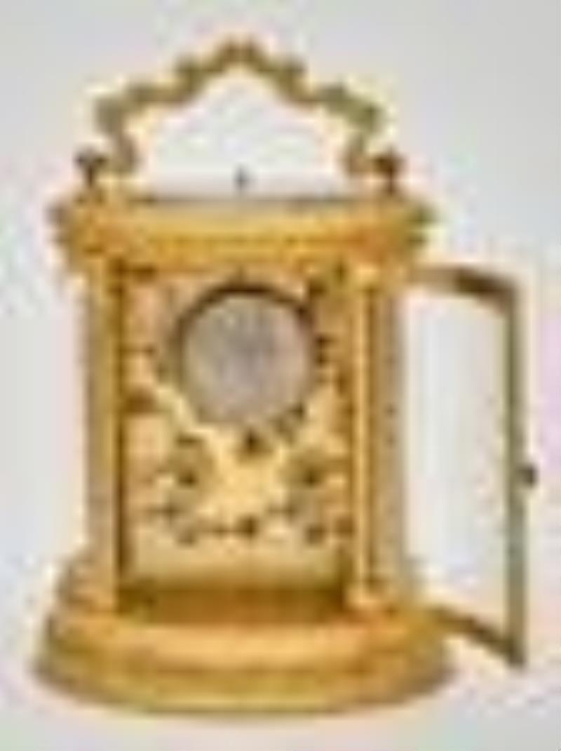 French Gilt-Bronze Dual-Dial Carriage Clock