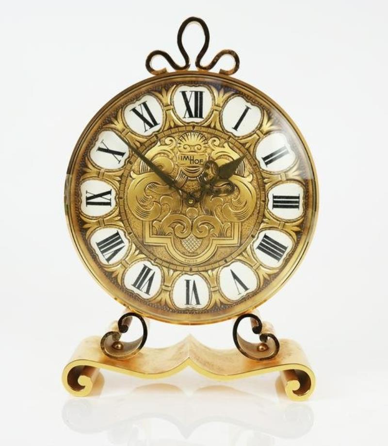 Imhof Swiss Gilt Metal Mantel Clock