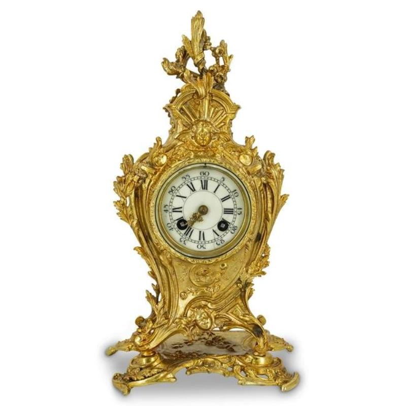 Antique Vincent & Cie French Gilt Bronze Mantel Clock