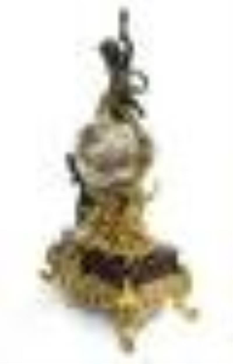 19th C. French Figural Bronze & Marble Clock Set