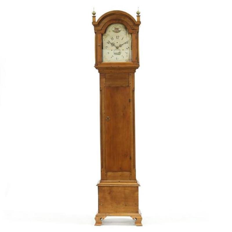 American Chippendale Birch Tall Case Clock