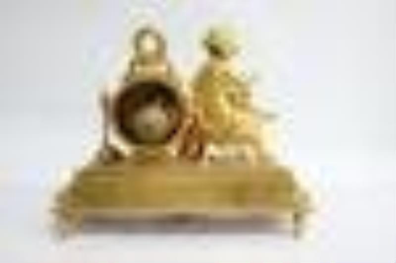 19th c. French table clock w/ Serve’s porcelain plaques
