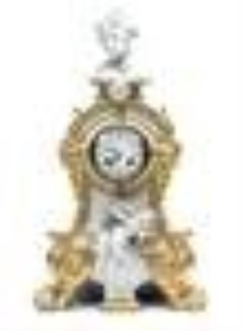 19th C. French Figural Porcelain & Gilt Mantel Clock