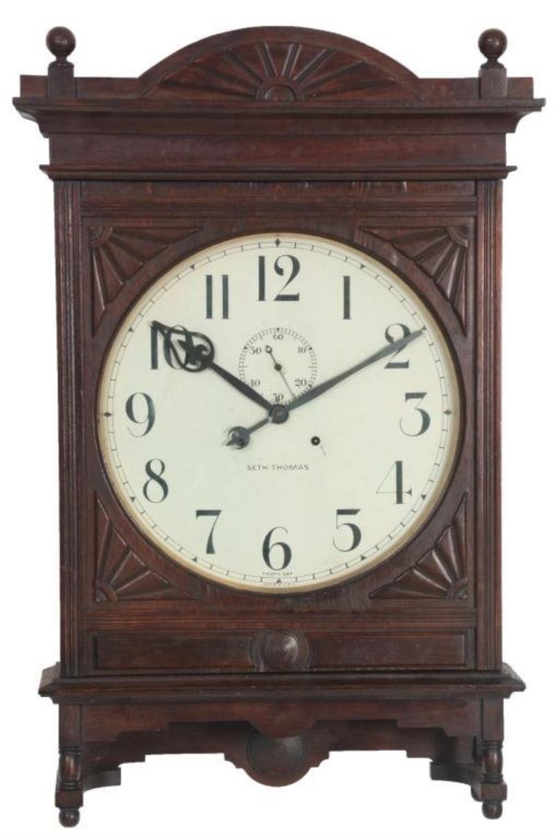 Oak Seth Thomas 18 in. Lobby Clock