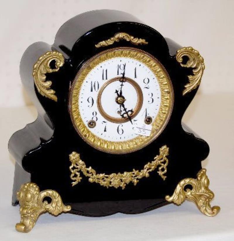 Kroeber “Dover” Enameled Iron Case Mantel Clock