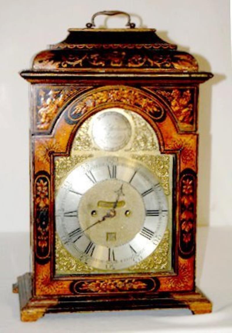 R. Bollard Japanned Fusee Bracket Clock, 18th C.