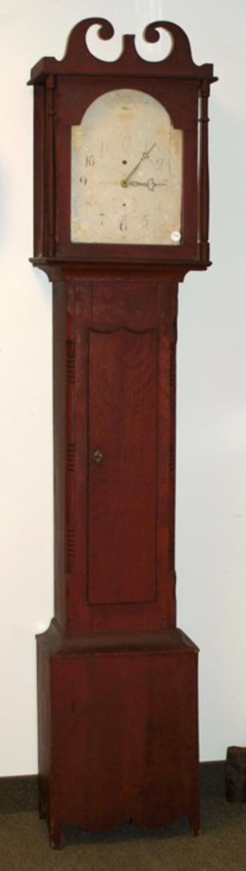 New England Painted Pine Tall Case Clock