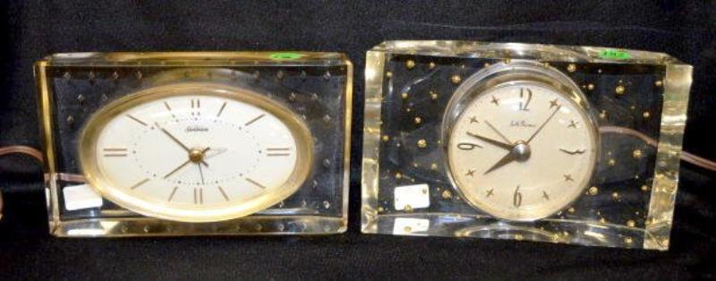 2 Electric Lucite Alarm Clocks, Seth Thomas & Sunbeam