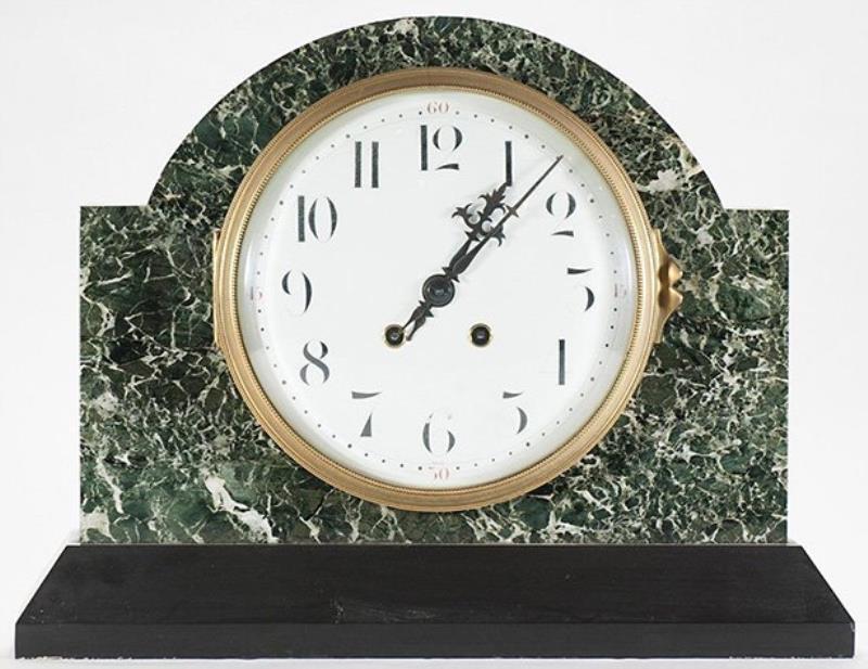 Art Deco Green Marble Clock