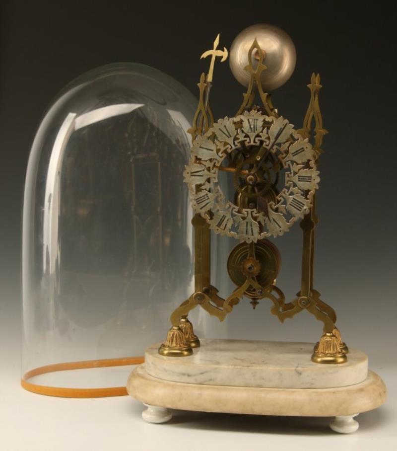 AN EARLY 19TH CENTURY ENGLISH SKELETON CLOCK