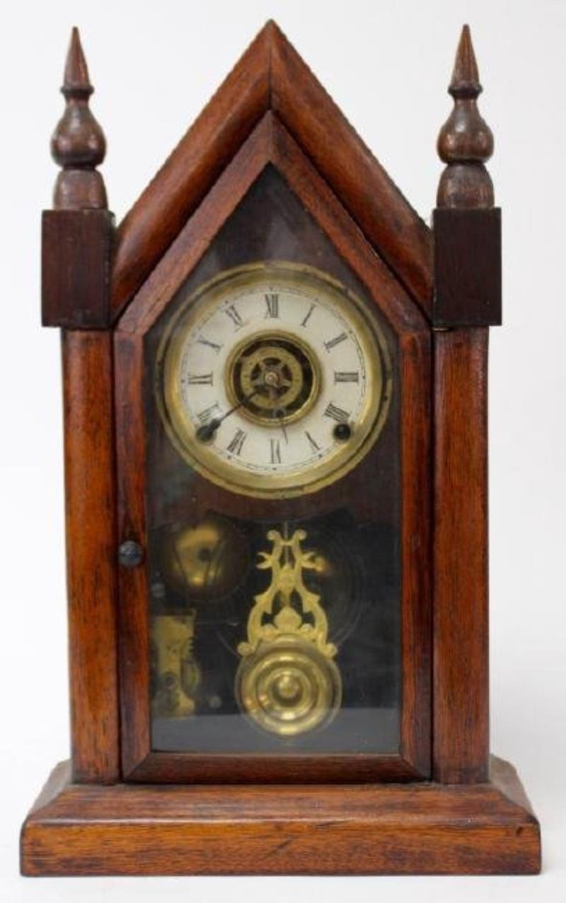 Late 19th century Mahogany case shelf clock