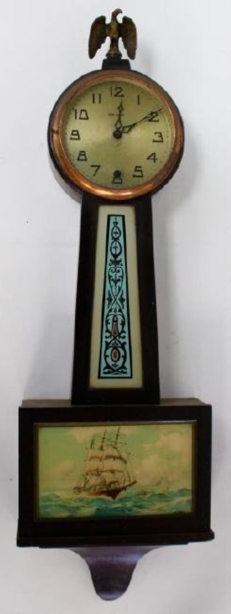 Early 20th century Walnut cased presentation banjo clock by Elias Ingraham Clock Co