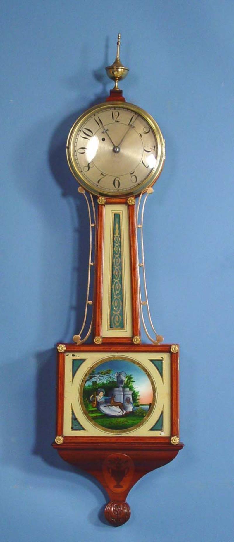 Cross Banded American Banjo Wall Clock