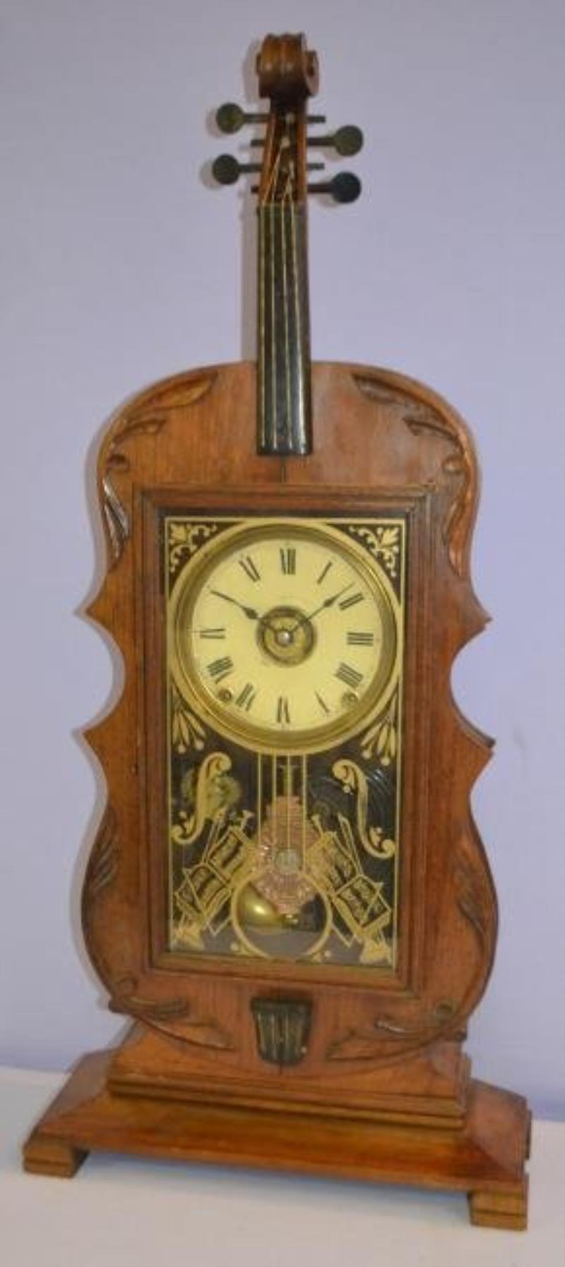 Seth Thomas Walnut Violin Shelf Clock