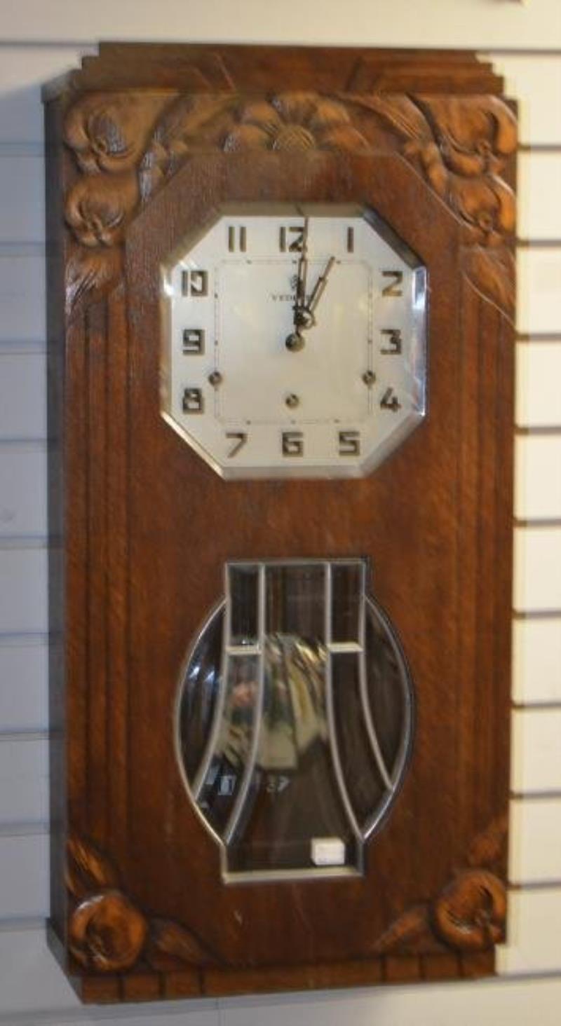 French Vedette Oak Chiming Box Clock