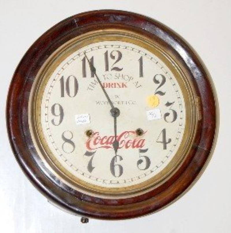 Round Gallery Clock w/Coca Cola Advertising