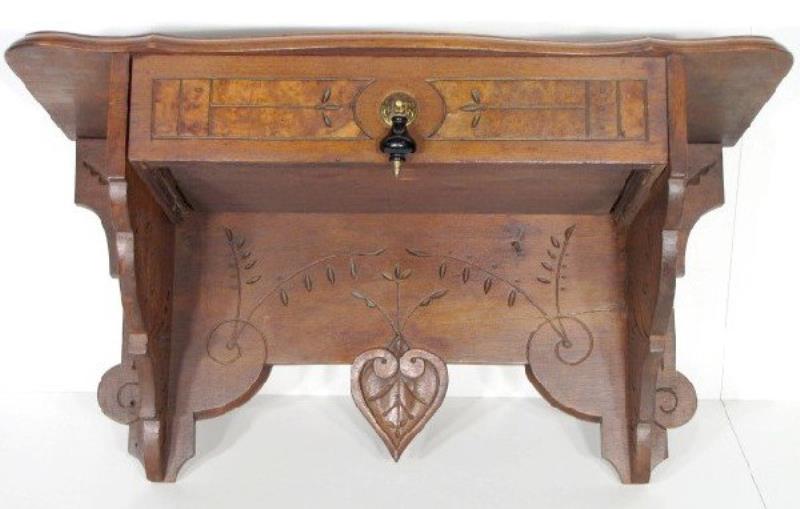 Eastlake Style Victorian Walnut Clock Shelf