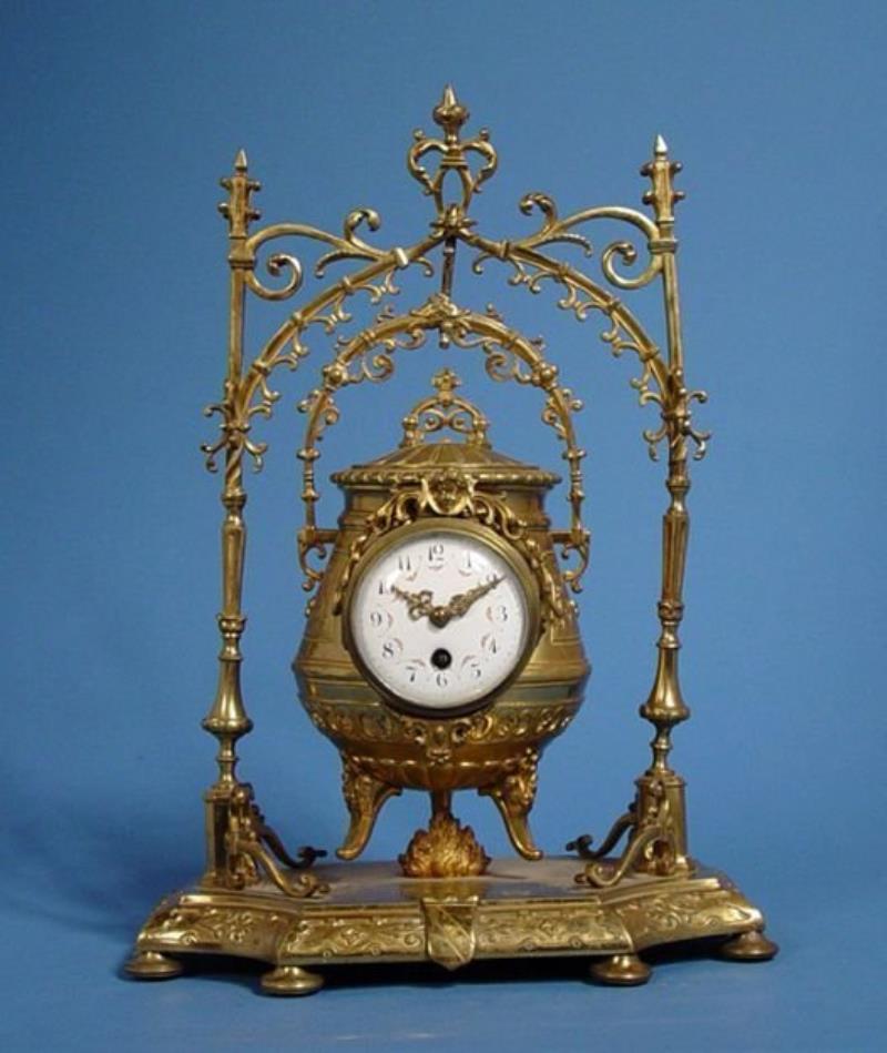 French Brass Cooking Mantel Clock