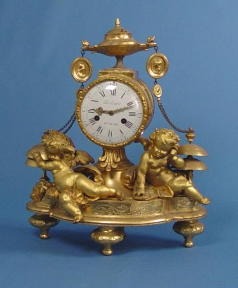 Large Beliard Gilt Figural Mantel Clock