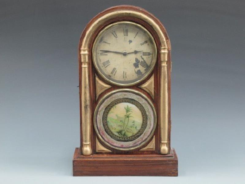 A SETH THOMAS GRAIN PAINTED COTTAGE CLOCK