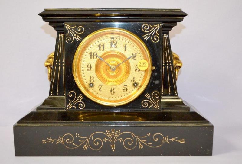 Antique Ansonia (Imogene) Enameled Iron Mantle Clock