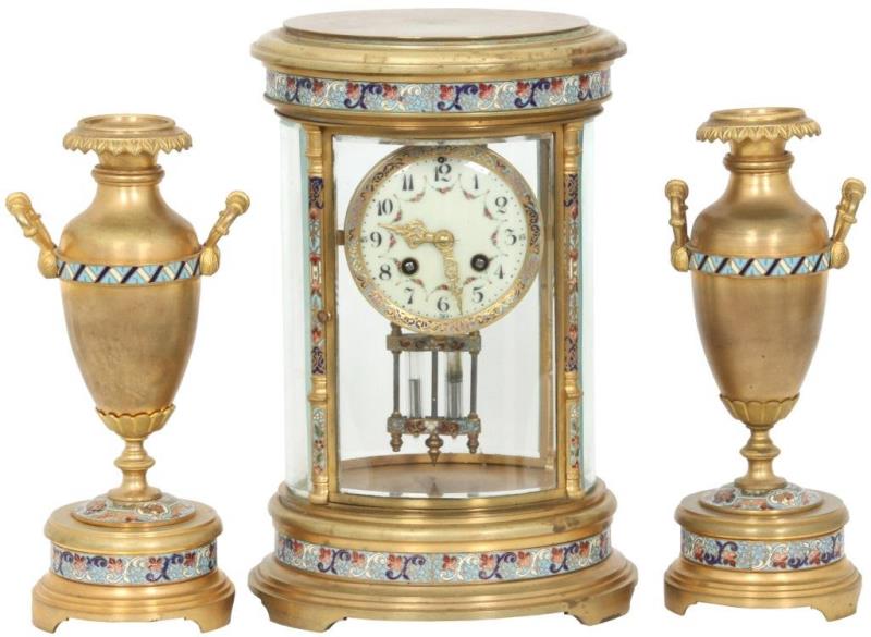 French Gilt Bronze Clock Garniture