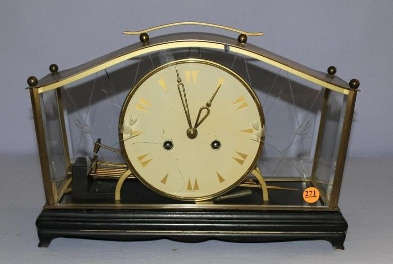 Antique Glass Westminster Chime Mantle Clock