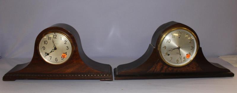 2 Mahogany Tambour Mantle Clocks