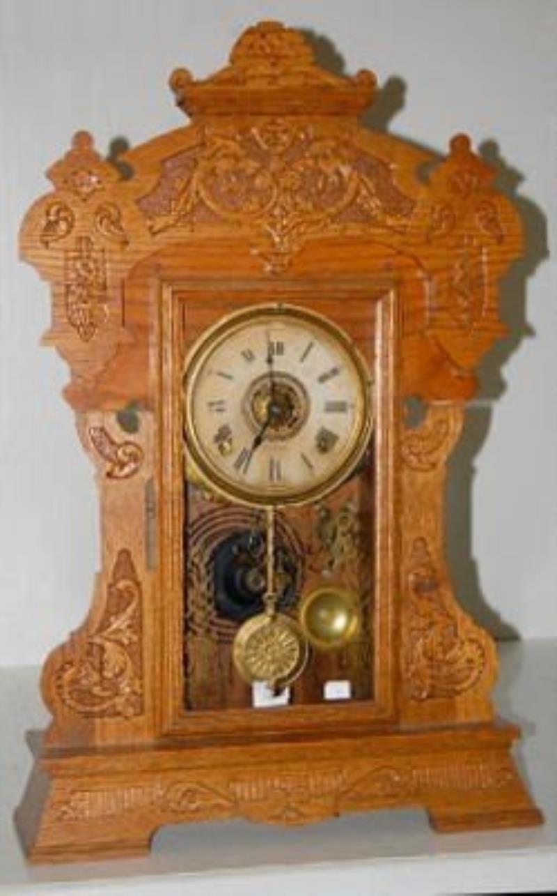 Seth Thomas Large Oak Kitchen Clock With Griffins