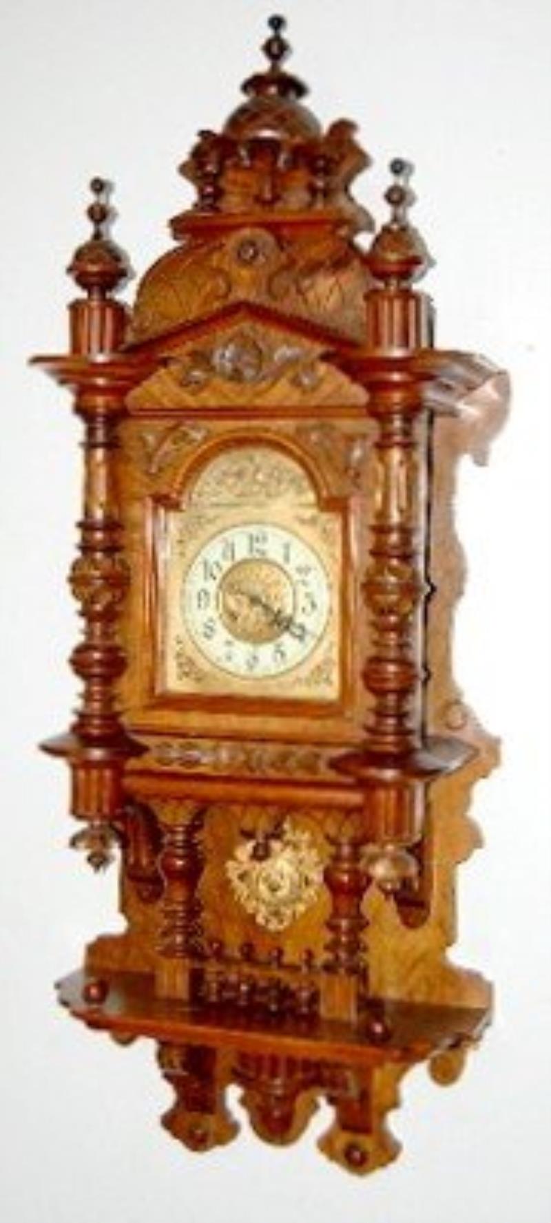 Ornate Antique German Open Well Swinger Clock