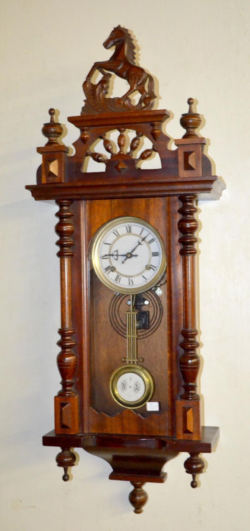 Antique Walnut RA Wall Regulator Clock with Horse Crest