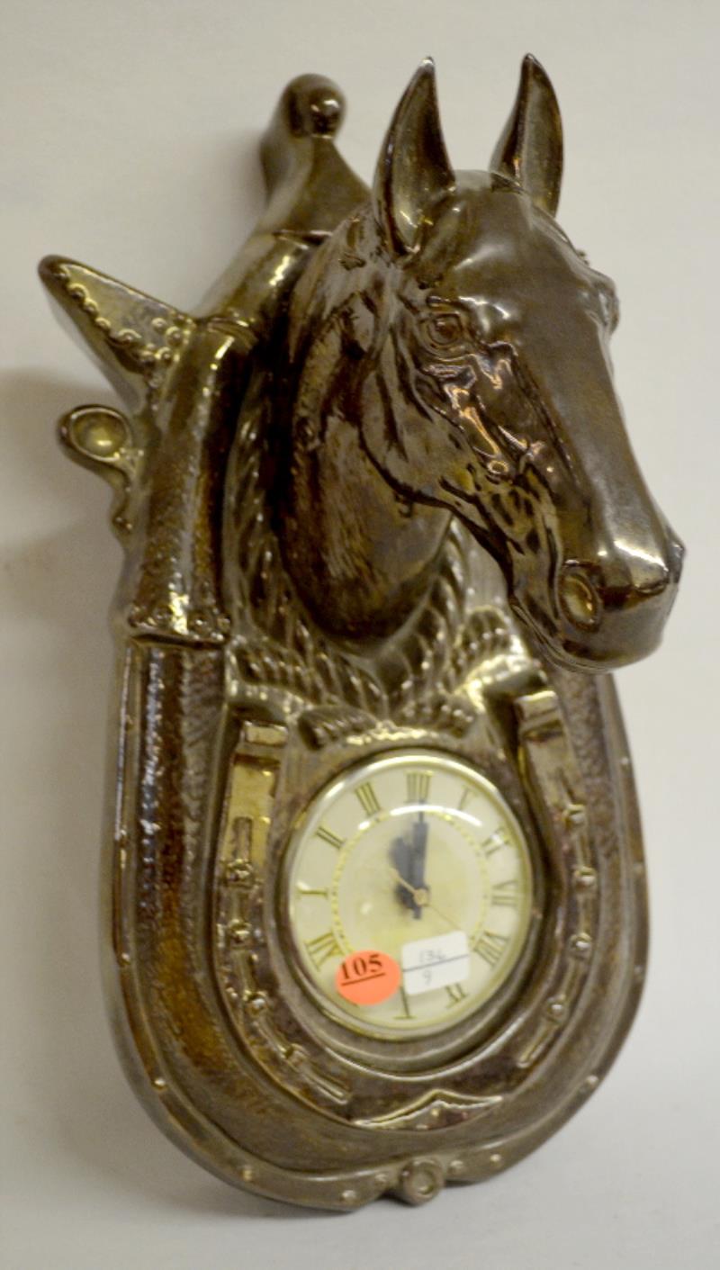 Vintage Ceramic Horse Head and Collar Wall Clock