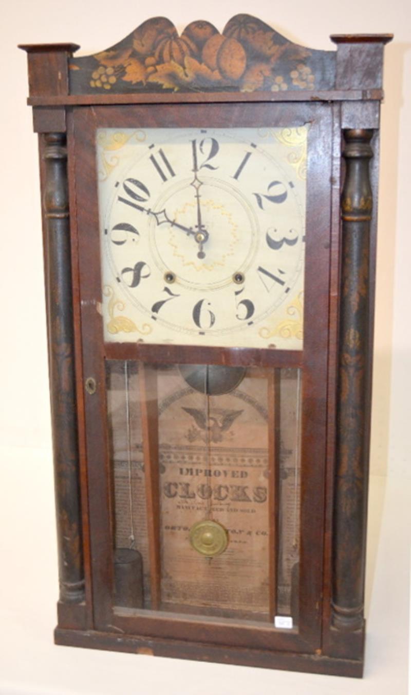 Antique Orton & Preston Split Column Wood Works Clock