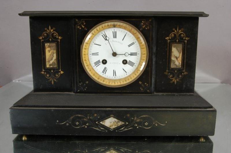 French Marble & Slate mantel clock