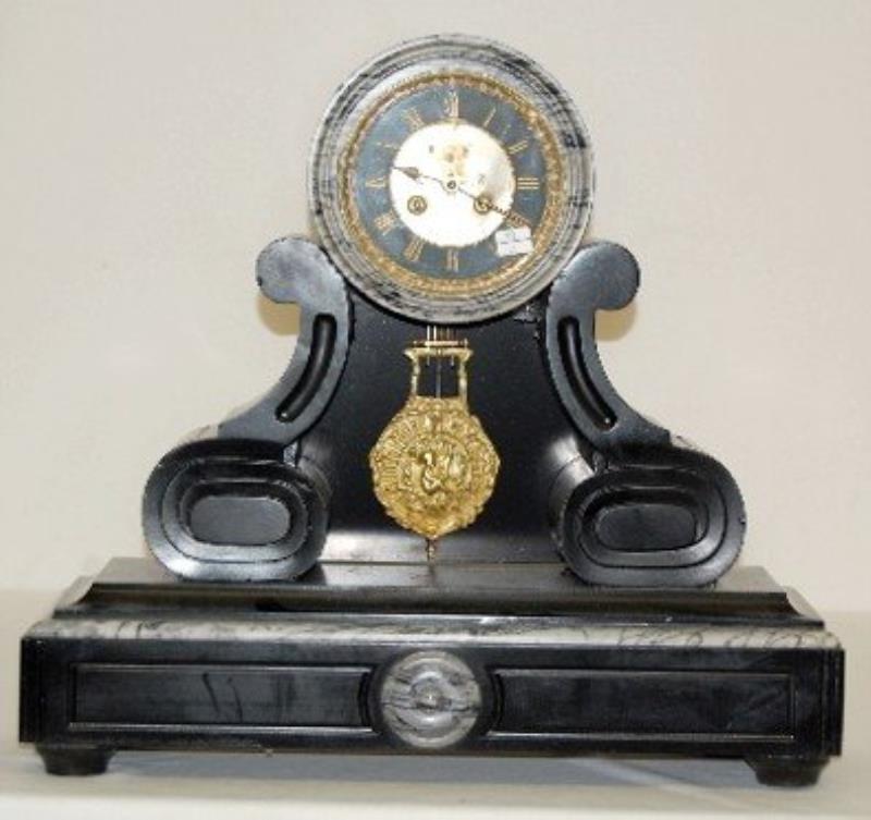 French Slate & Marble Mantel Clock