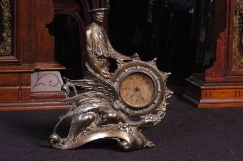 SPANISH AMERICAN WAR ERA CLOCK WITH SAILOR AND GRIFFON