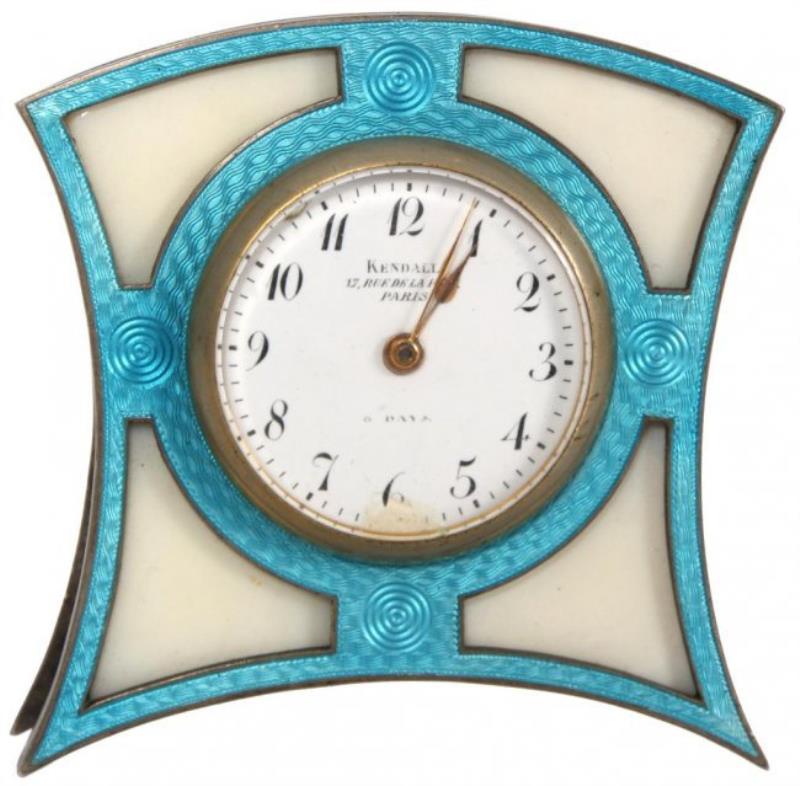 Blue Enamel Guilloche Desk Clock