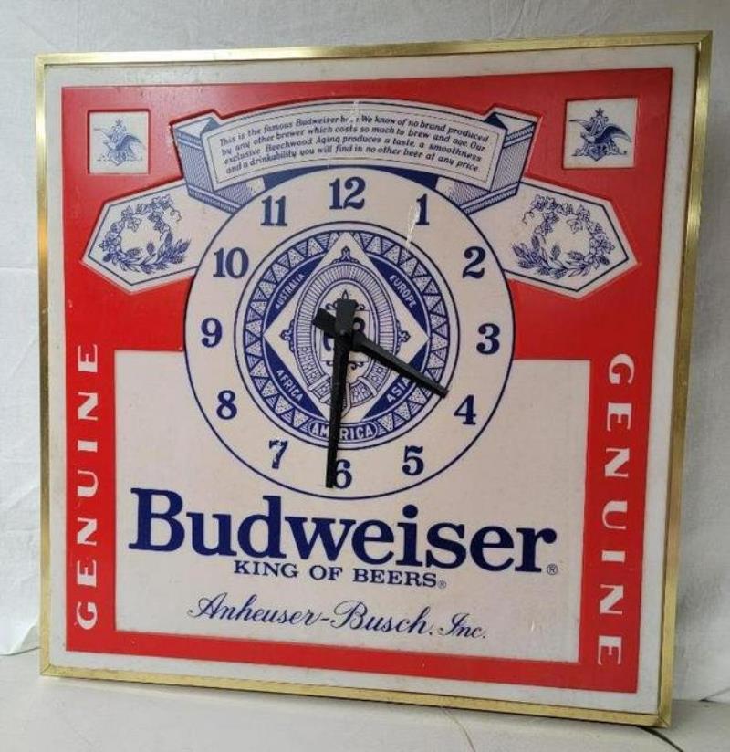 Budweiser Logo Large Plastic Lighted Clock