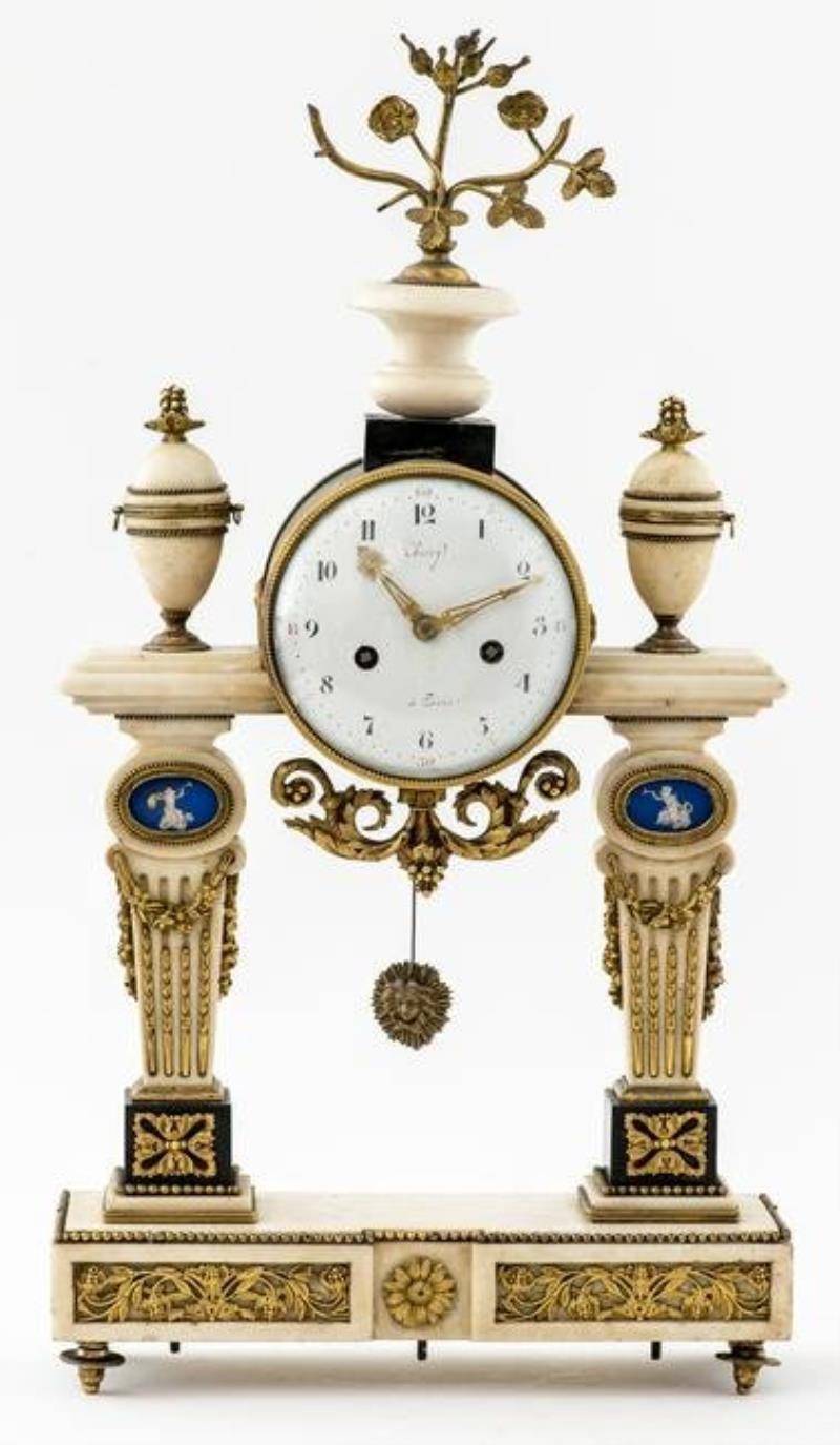 Thiery Louis XVI Gilt Bronze Marble Mantel Clock