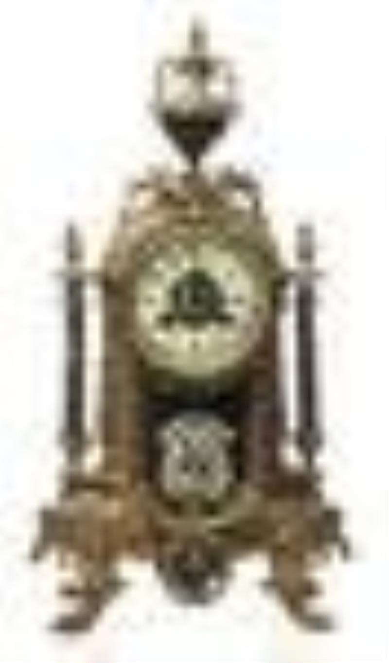 Rococo Revival Gilt Bronze & Enamel Mantel Clock