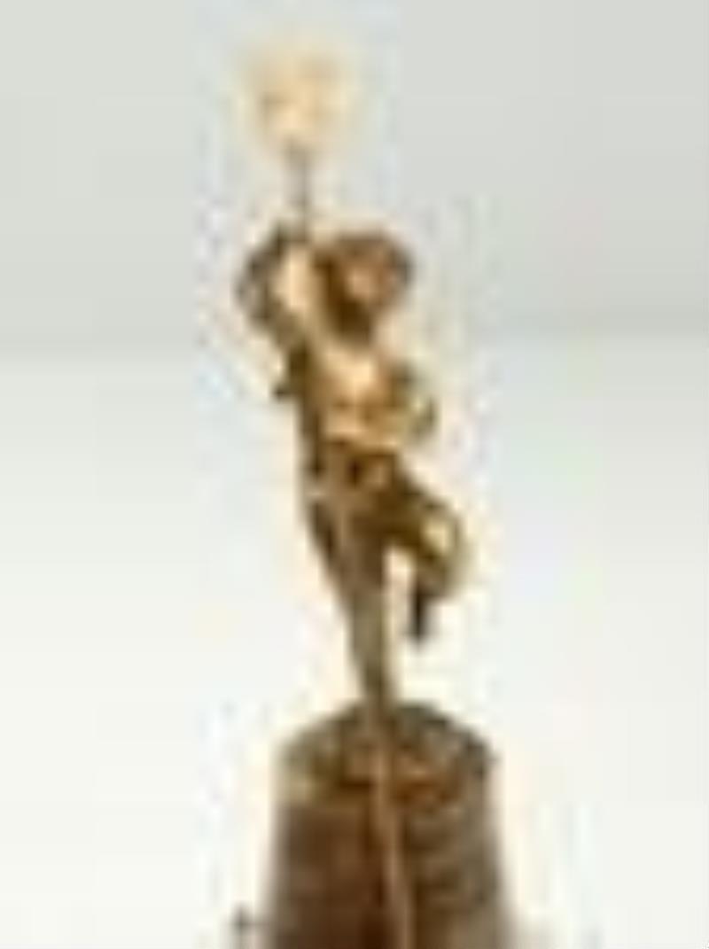 Ateliers Juvenia Gilt Bronze Putti Onyx Rotary Clock