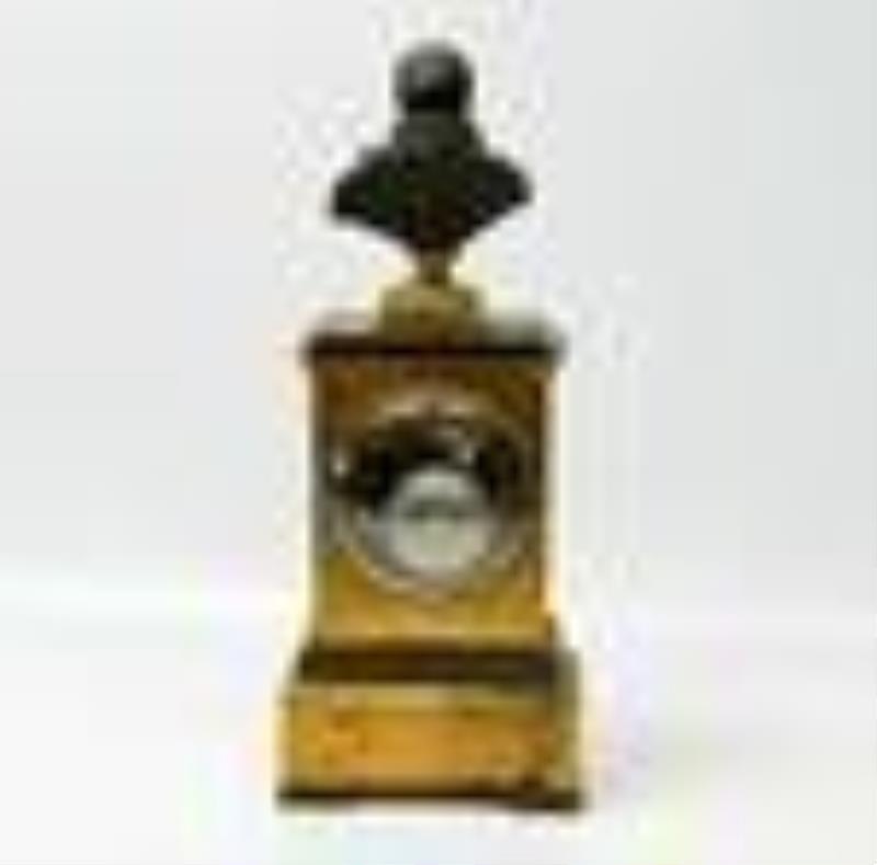 Continental Gilt Bronze Mantle Clock with Bronze Bust
