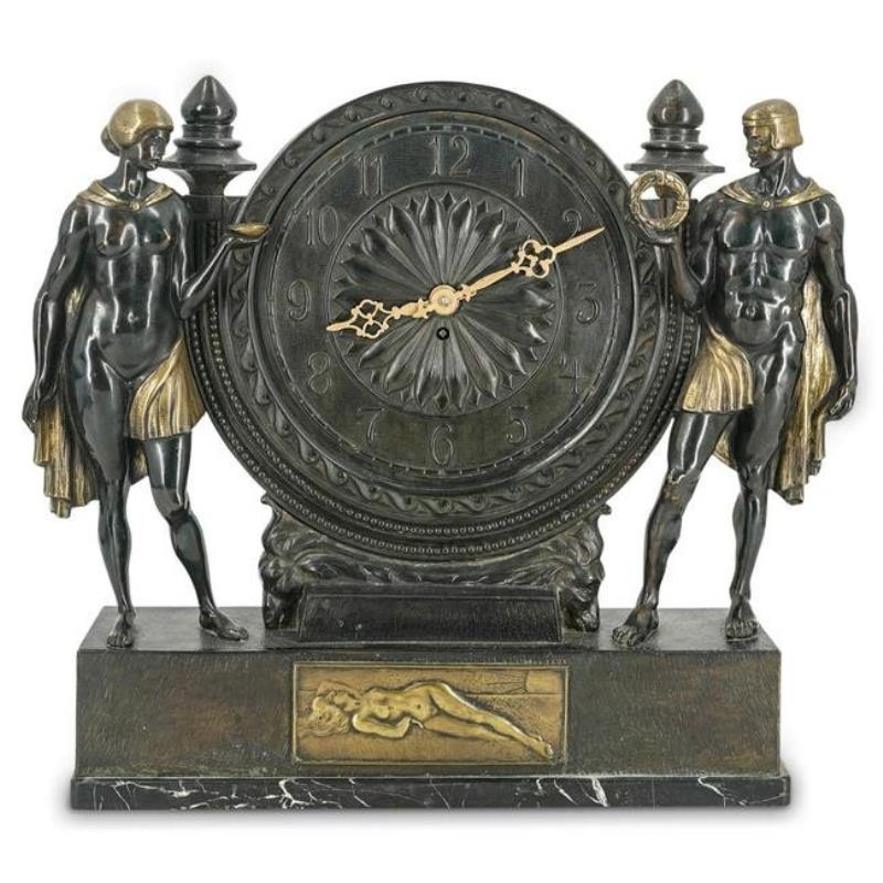 Art Deco Signed Anton Grath Bronze Clock