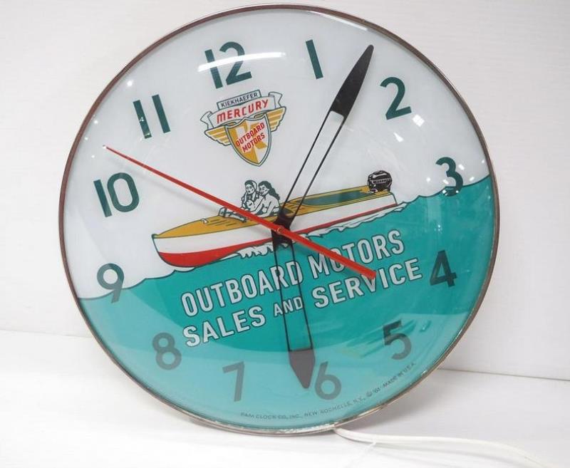 Lighted Mercury Outboard Motors clock