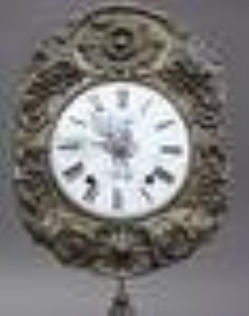 Antique French Morbier wall clock with