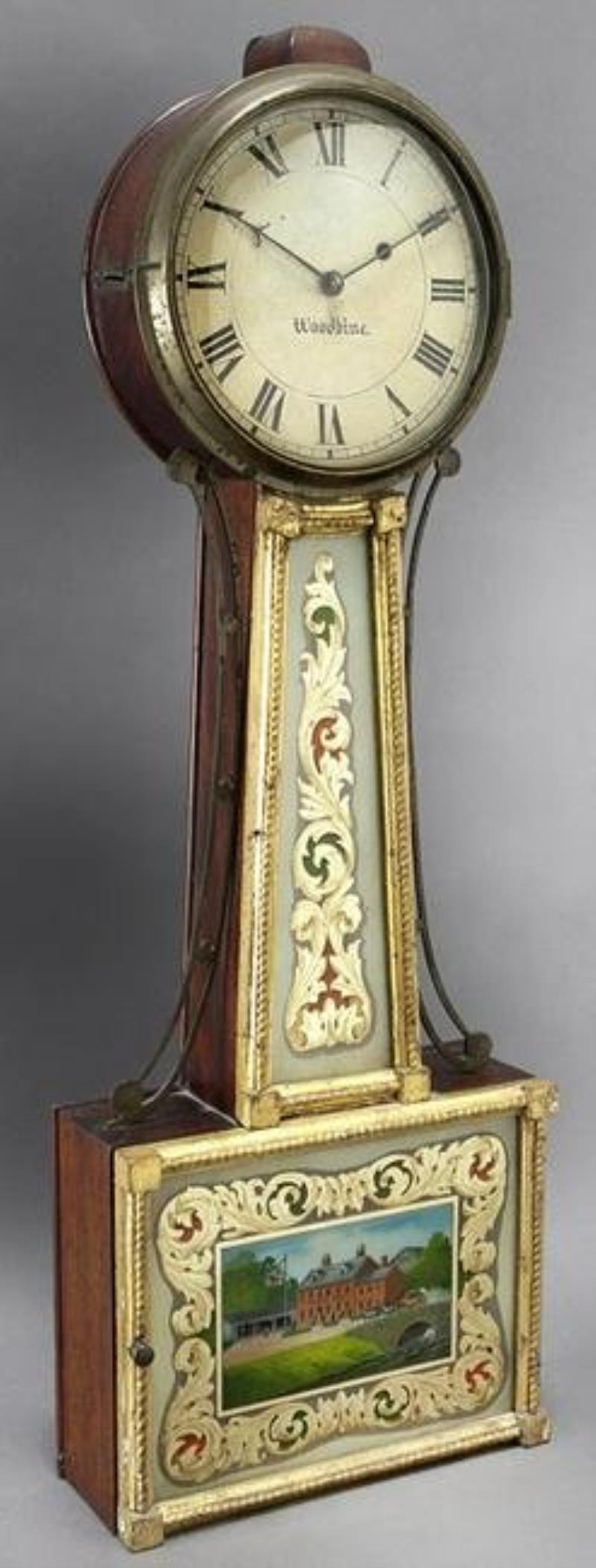 Federal mahogany and gilt banjo clock