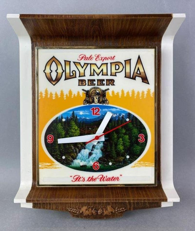 Vintage Olympia Beer Light Up Advertising Clock Sign