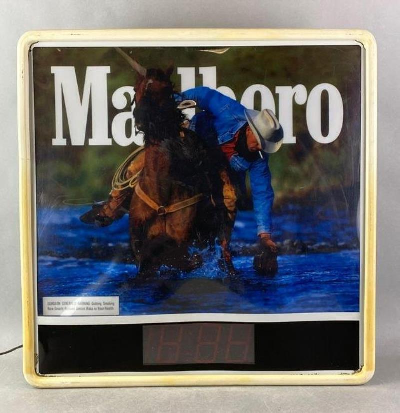 Marlboro Cigarettes Light Up Motion Advertising Clock