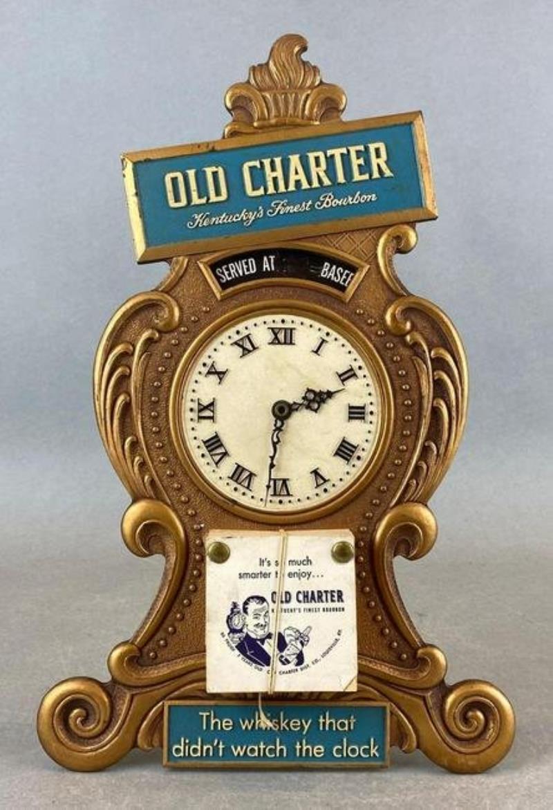 Vintage Old Charter Whiskey Thermoplastic Clock